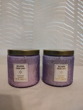 Source Unknown Lavender Glass Scented Candle Duo with Gold Lids